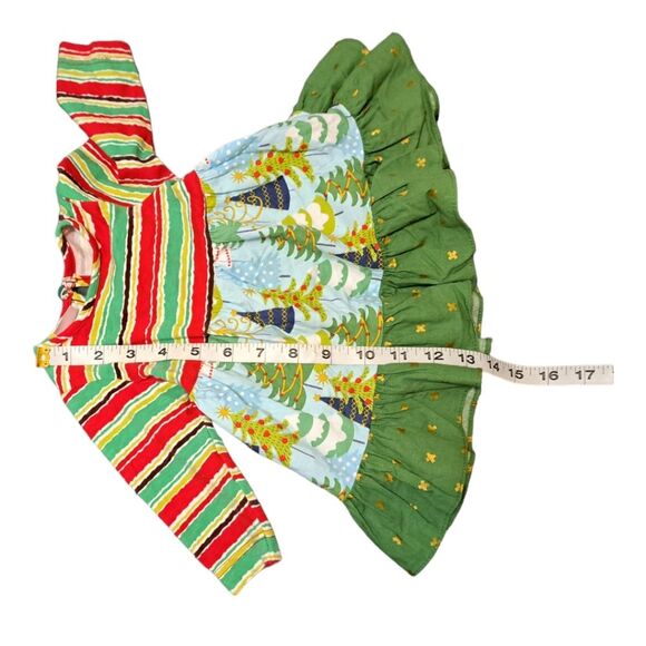 RicRac & Ruffles Kids Dress #F7-9500 Holiday Size 3-6M Girl Red & Green Trees - Picture 10 of 14